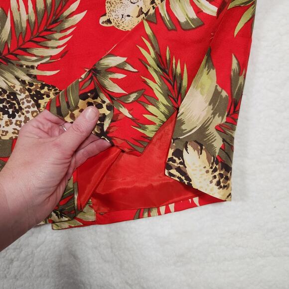 Vintage Silkland Jacket Red Jungle Cheetah Sz Large 3/4 Sleeve Art to Wear Bold - Picture 10 of 11